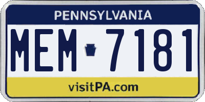 PA license plate MEM7181