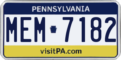 PA license plate MEM7182