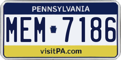 PA license plate MEM7186