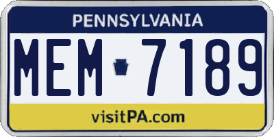PA license plate MEM7189