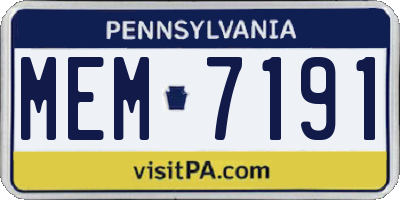 PA license plate MEM7191