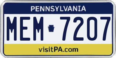 PA license plate MEM7207
