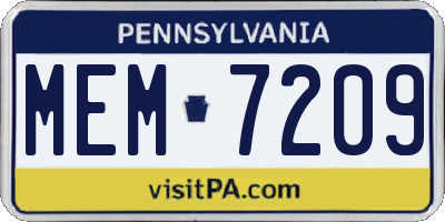 PA license plate MEM7209