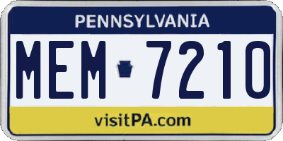 PA license plate MEM7210