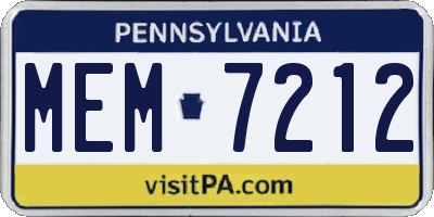 PA license plate MEM7212