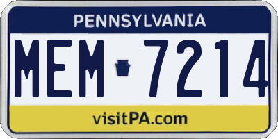 PA license plate MEM7214