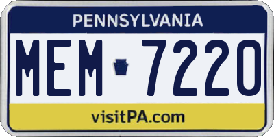 PA license plate MEM7220