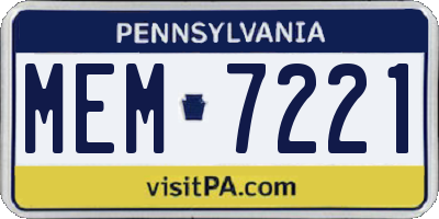 PA license plate MEM7221