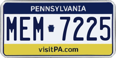PA license plate MEM7225