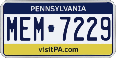 PA license plate MEM7229