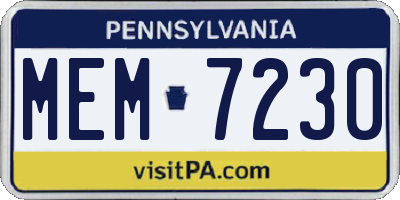 PA license plate MEM7230