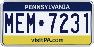 PA license plate MEM7231