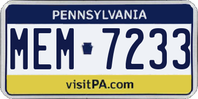 PA license plate MEM7233