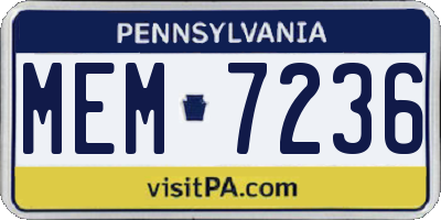 PA license plate MEM7236