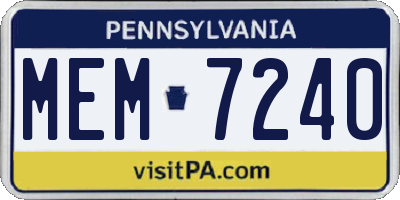 PA license plate MEM7240