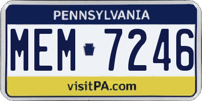 PA license plate MEM7246