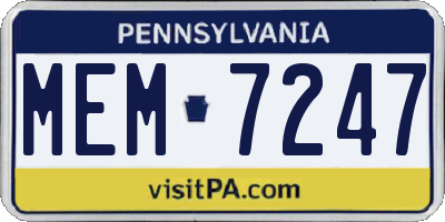 PA license plate MEM7247