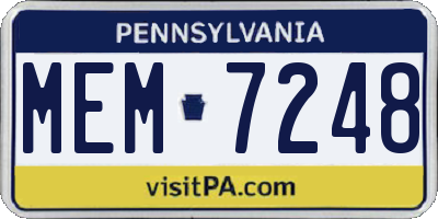 PA license plate MEM7248