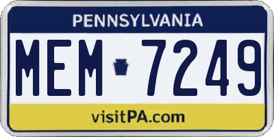 PA license plate MEM7249