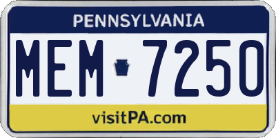 PA license plate MEM7250