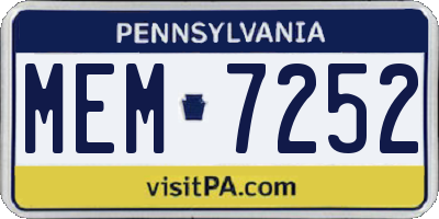 PA license plate MEM7252