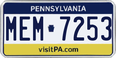 PA license plate MEM7253