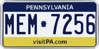 PA license plate MEM7256