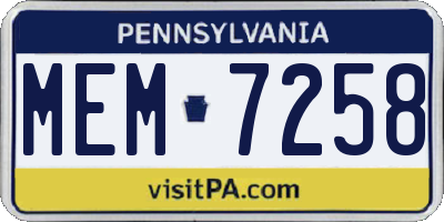PA license plate MEM7258