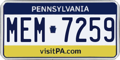 PA license plate MEM7259
