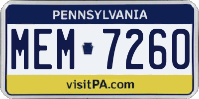 PA license plate MEM7260