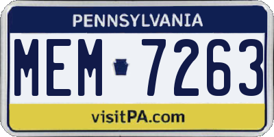PA license plate MEM7263