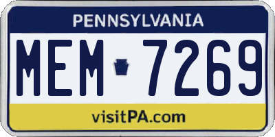PA license plate MEM7269