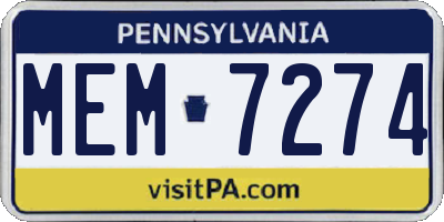 PA license plate MEM7274