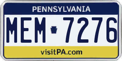 PA license plate MEM7276