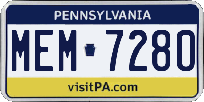 PA license plate MEM7280