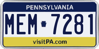 PA license plate MEM7281