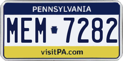 PA license plate MEM7282
