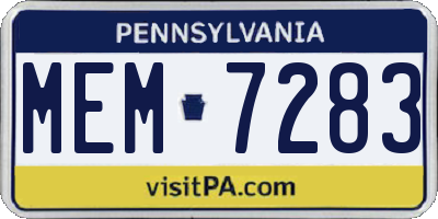 PA license plate MEM7283