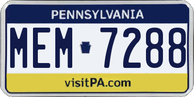 PA license plate MEM7288