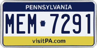 PA license plate MEM7291