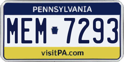 PA license plate MEM7293