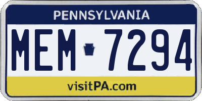 PA license plate MEM7294
