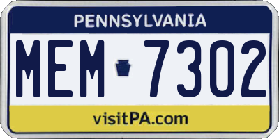 PA license plate MEM7302