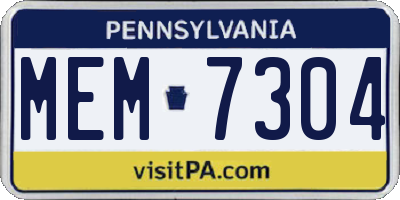 PA license plate MEM7304