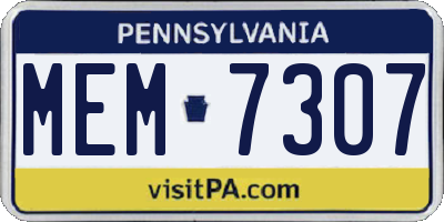 PA license plate MEM7307
