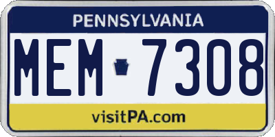 PA license plate MEM7308