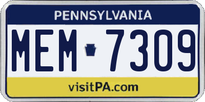 PA license plate MEM7309