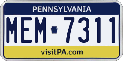 PA license plate MEM7311