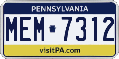 PA license plate MEM7312