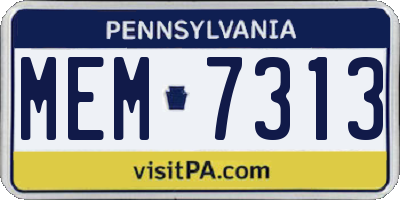PA license plate MEM7313